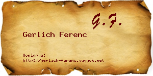 Gerlich Ferenc névjegykártya